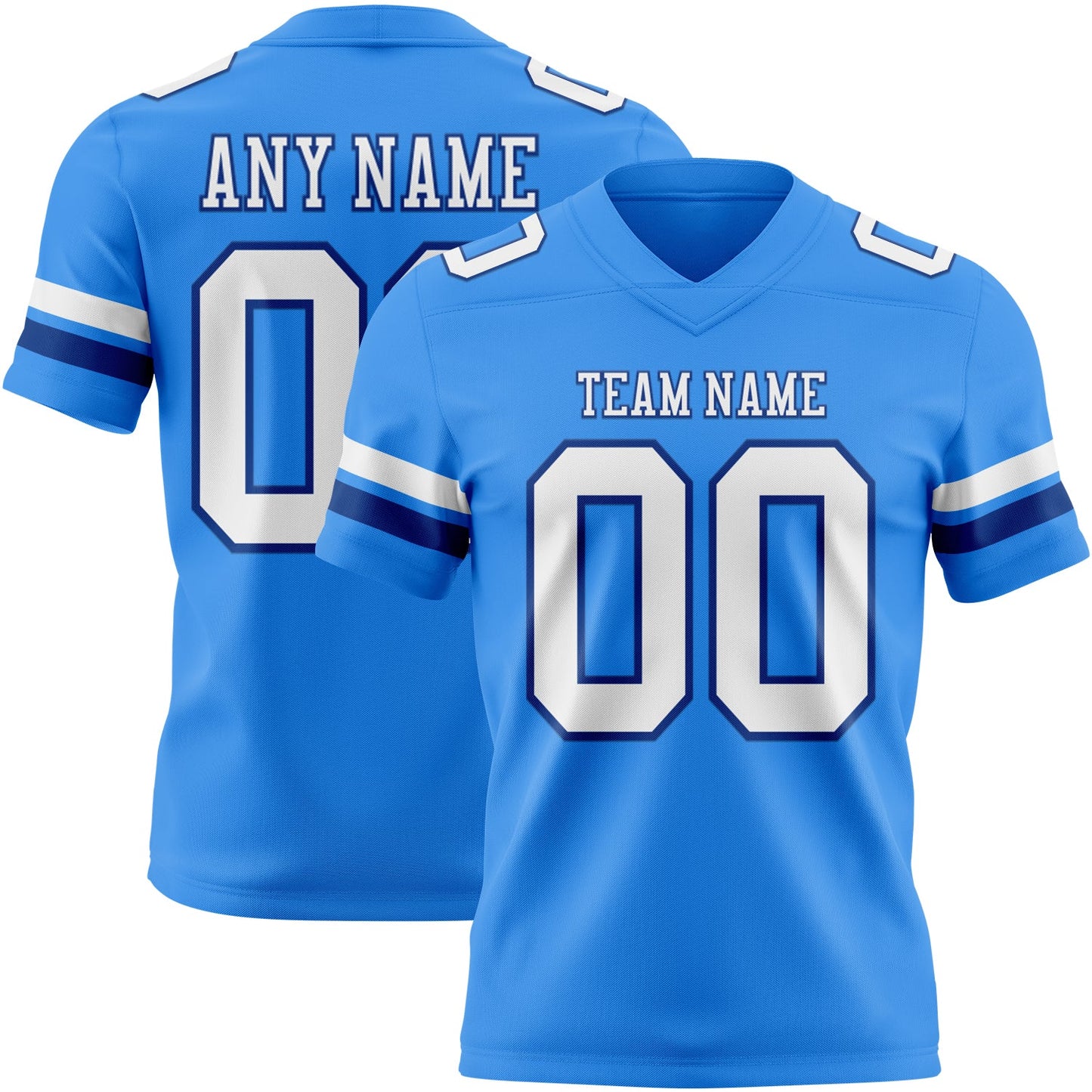 Custom Powder Blue White-Royal Mesh Authentic Football Jersey - Sky-Custom