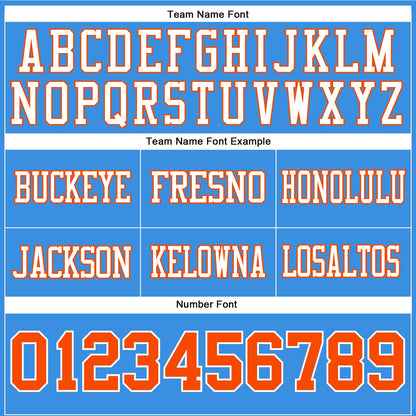 Custom Powder Blue Orange-White Mesh Authentic Football Jersey - Sky-Custom