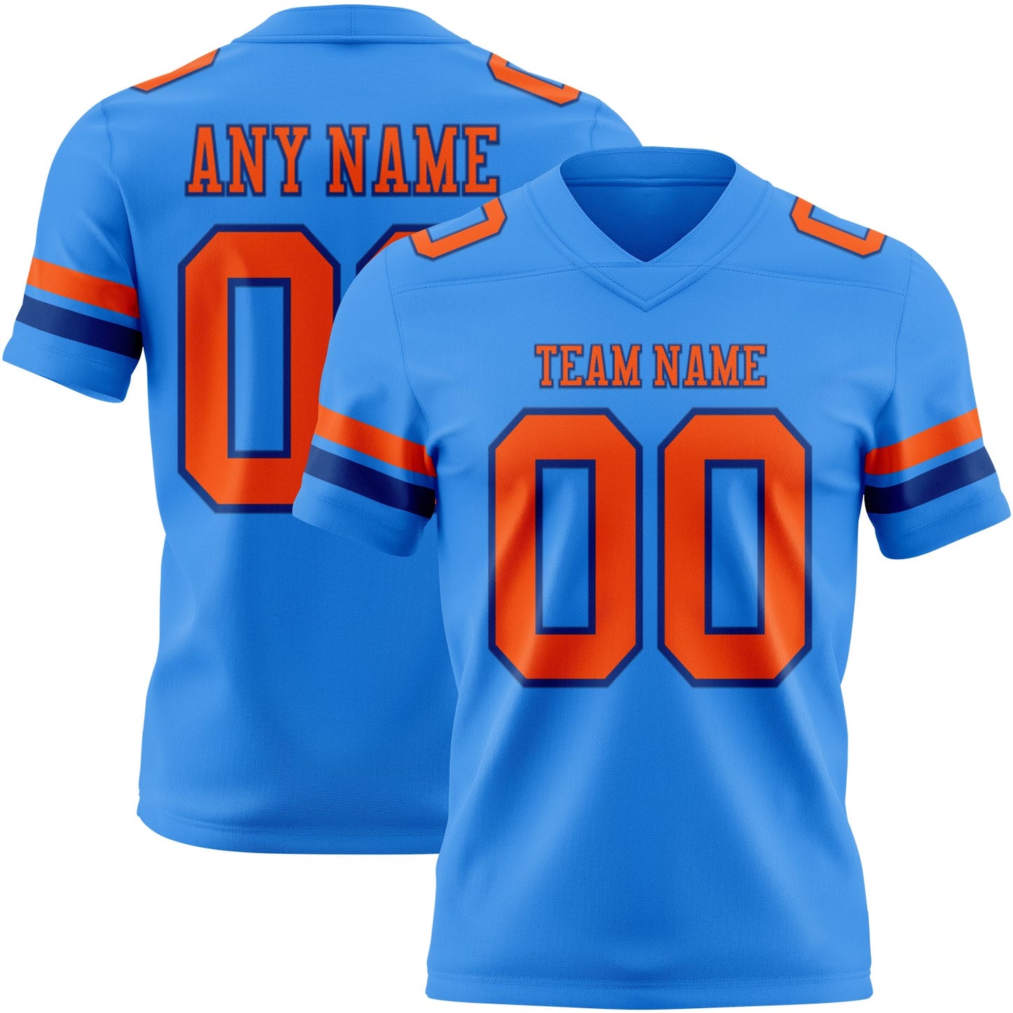 Custom Powder Blue Orange-Royal Mesh Authentic Football Jersey - Sky-Custom