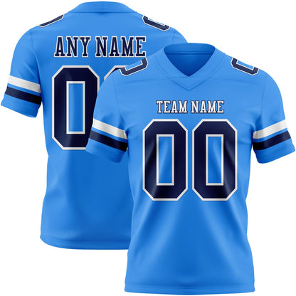 Custom Powder Blue Navy-White Mesh Authentic Football Jersey - Sky-Custom