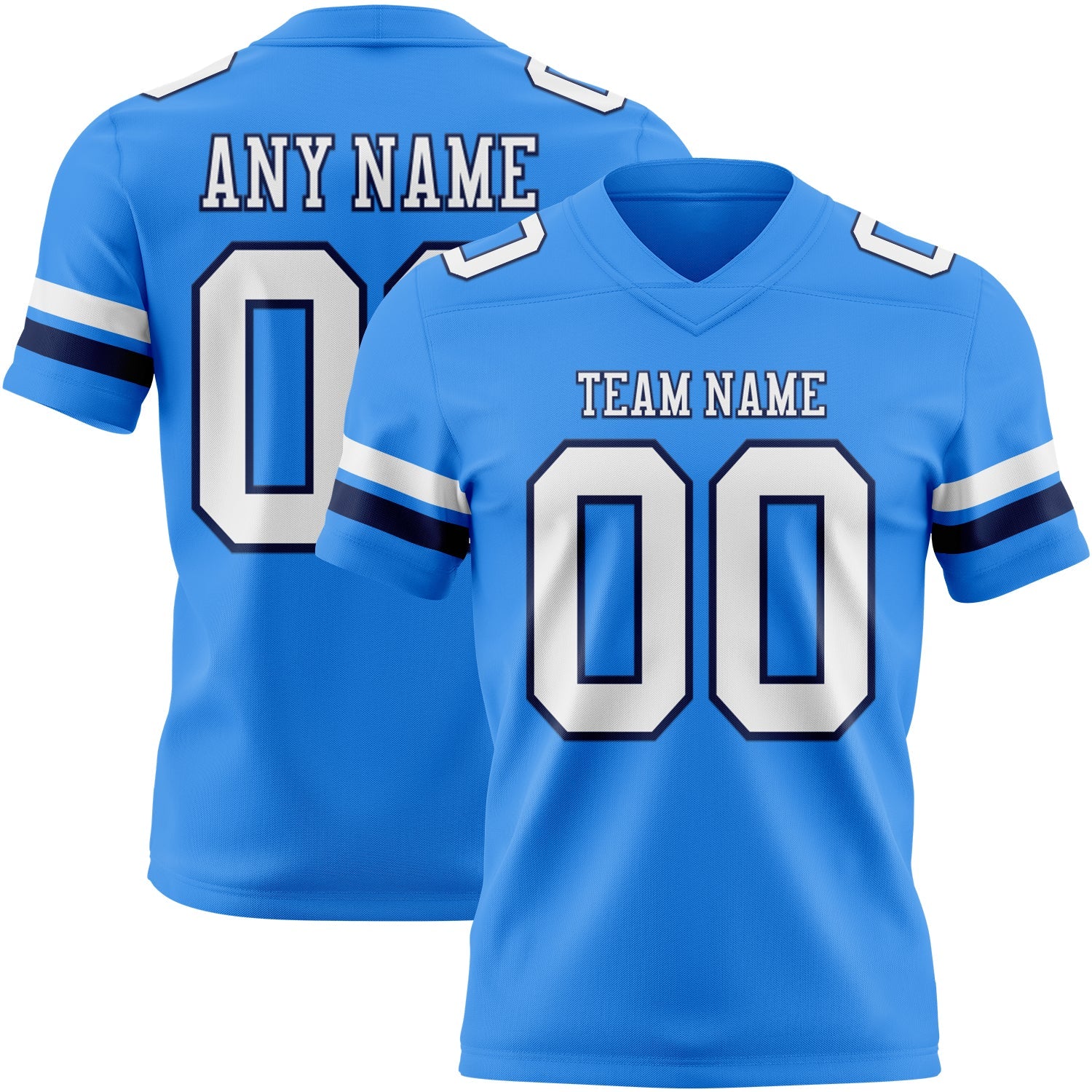 Custom Powder Blue White-Navy Mesh Authentic Football Jersey - Sky-Custom