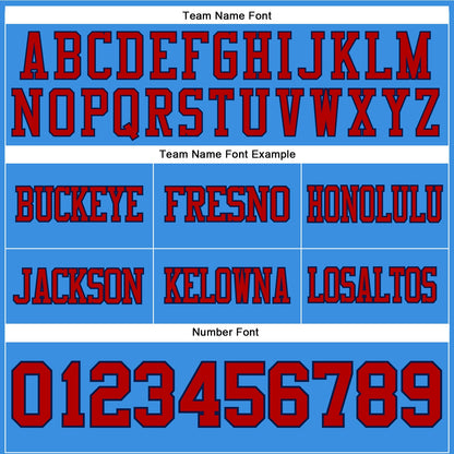 Custom Powder Blue Red-Navy Mesh Authentic Football Jersey - Sky-Custom