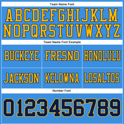 Custom Powder Blue Navy-Gold Mesh Authentic Football Jersey - Sky-Custom