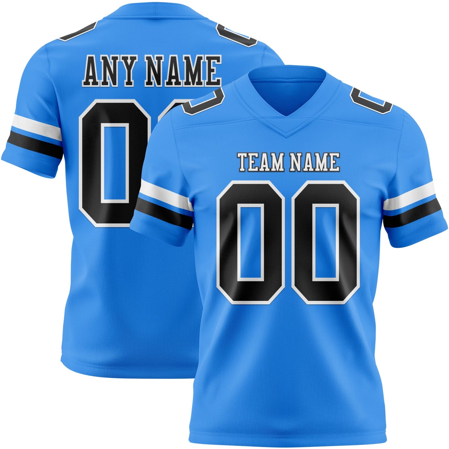 Custom Powder Blue Black-White Mesh Authentic Football Jersey - Sky-Custom