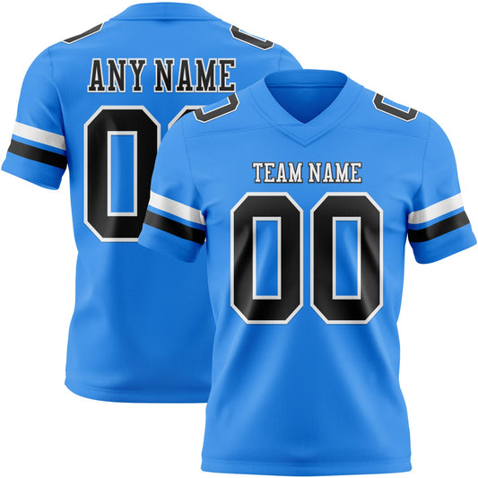 Custom Powder Blue Black-White Mesh Authentic Football Jersey - Sky-Custom