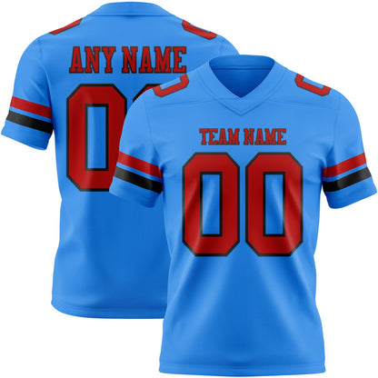 Custom Powder Blue Red-Black Mesh Authentic Football Jersey - Sky-Custom