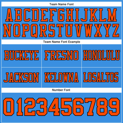 Custom Powder Blue Orange-Black Mesh Authentic Football Jersey - Sky-Custom