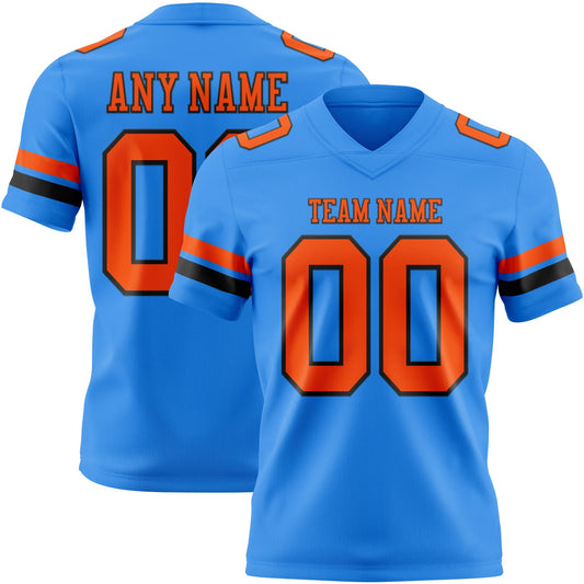 Custom Powder Blue Orange-Black Mesh Authentic Football Jersey - Sky-Custom