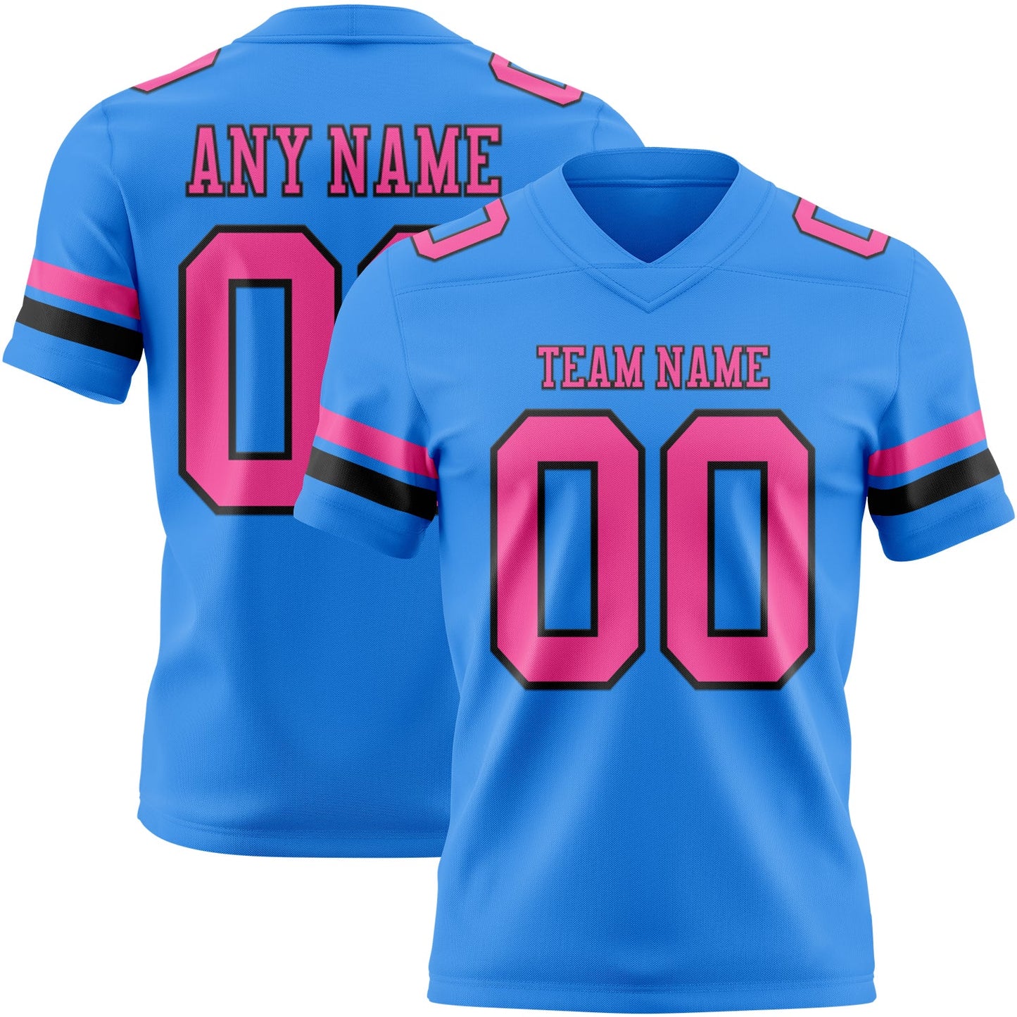 Custom Powder Blue Pink-Black Mesh Authentic Football Jersey - Sky-Custom
