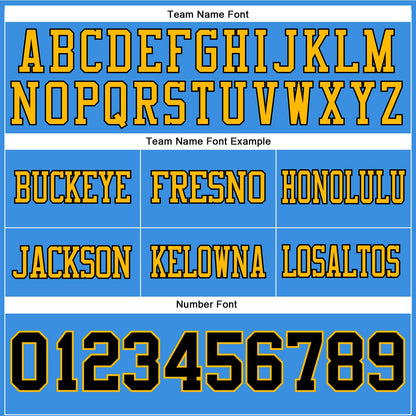 Custom Powder Blue Black-Gold Mesh Authentic Football Jersey - Sky-Custom