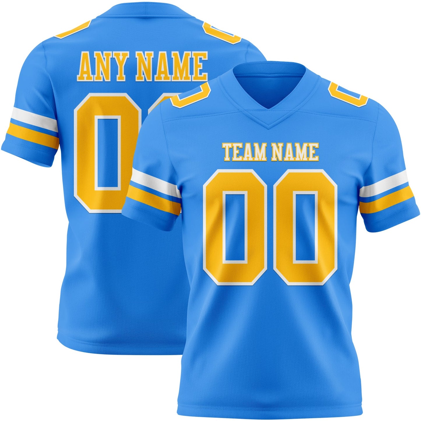 Custom Powder Blue Gold-White Mesh Authentic Football Jersey - Sky-Custom