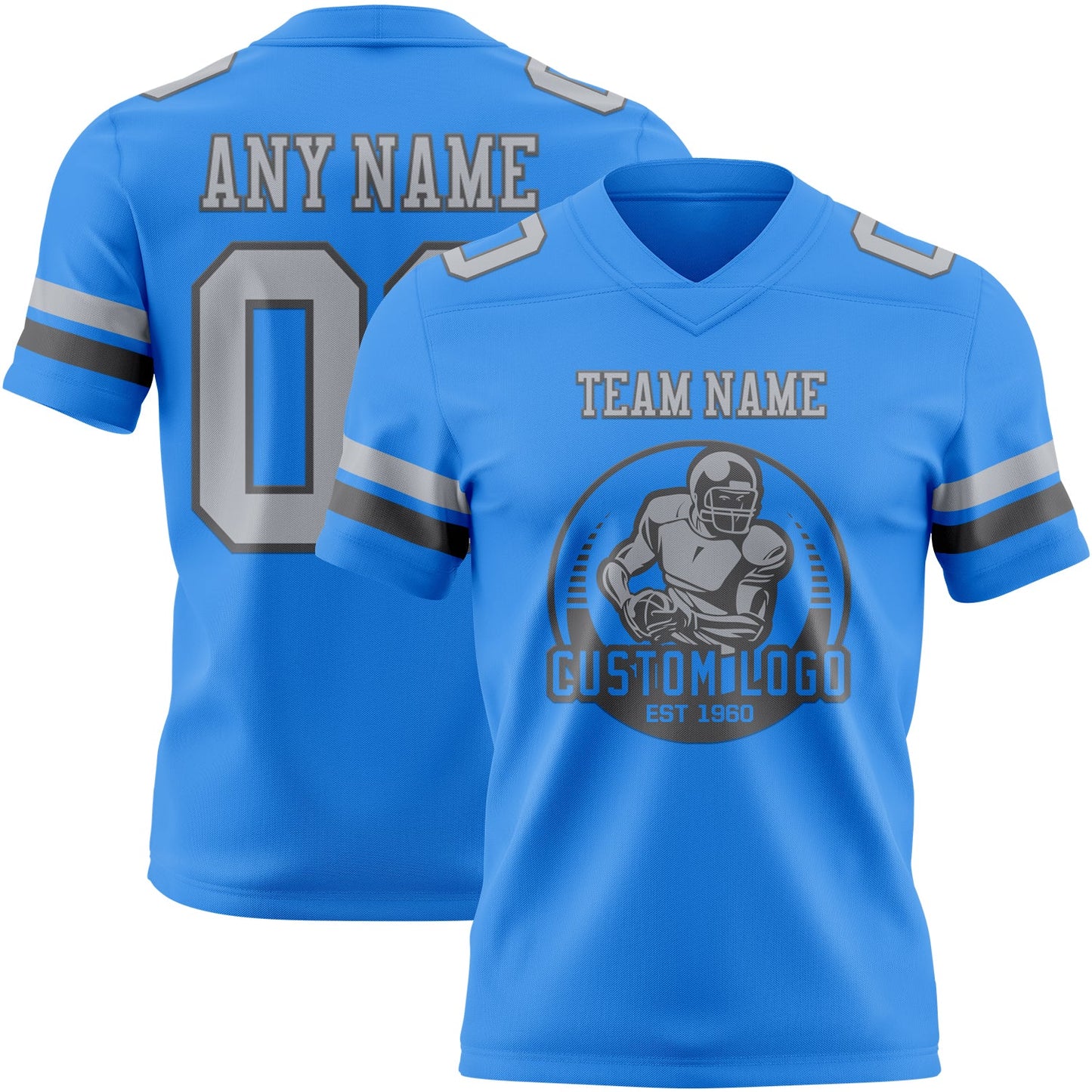 Custom Powder Blue Gray-Steel Gray Mesh Authentic Football Jersey - Sky-Custom