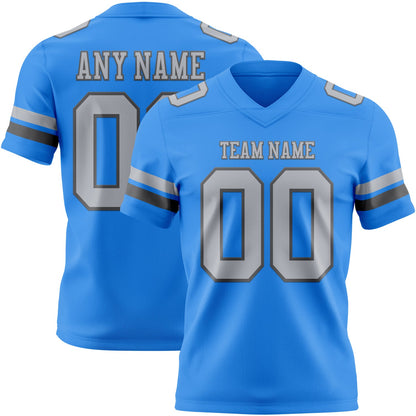 Custom Powder Blue Gray-Steel Gray Mesh Authentic Football Jersey - Sky-Custom