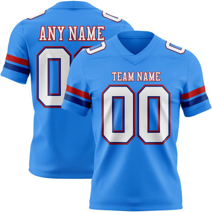 Custom Powder Blue White Royal-Red Mesh Authentic Football Jersey - Sky-Custom
