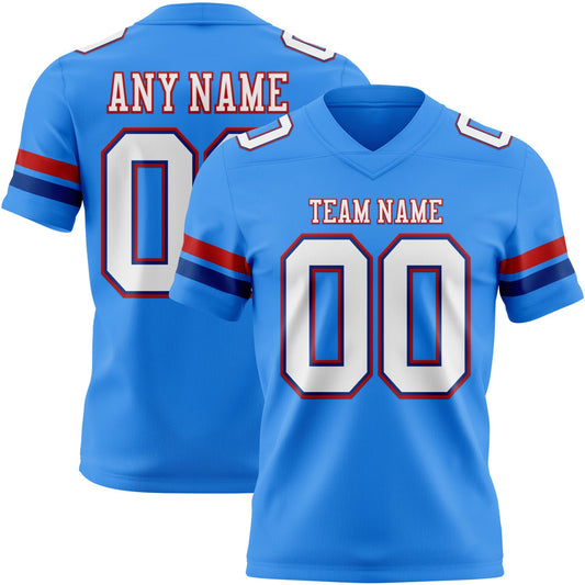 Custom Powder Blue White Royal-Red Mesh Authentic Football Jersey - Sky-Custom