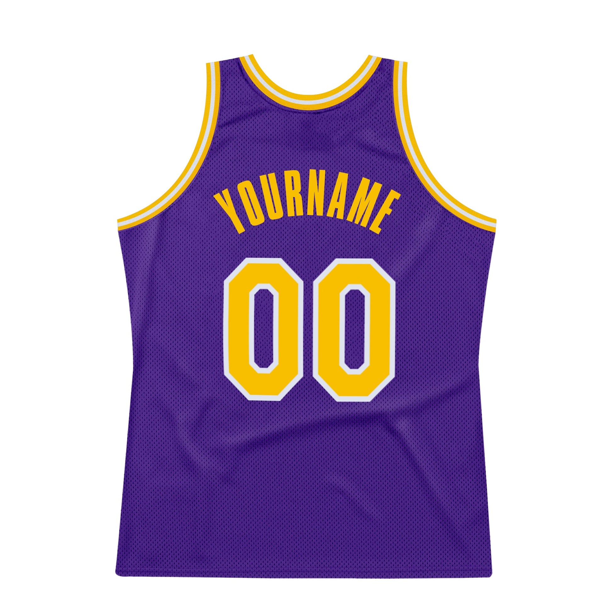 Custom Purple Gold-White Authentic Throwback Basketball Jersey - Sky-Custom
