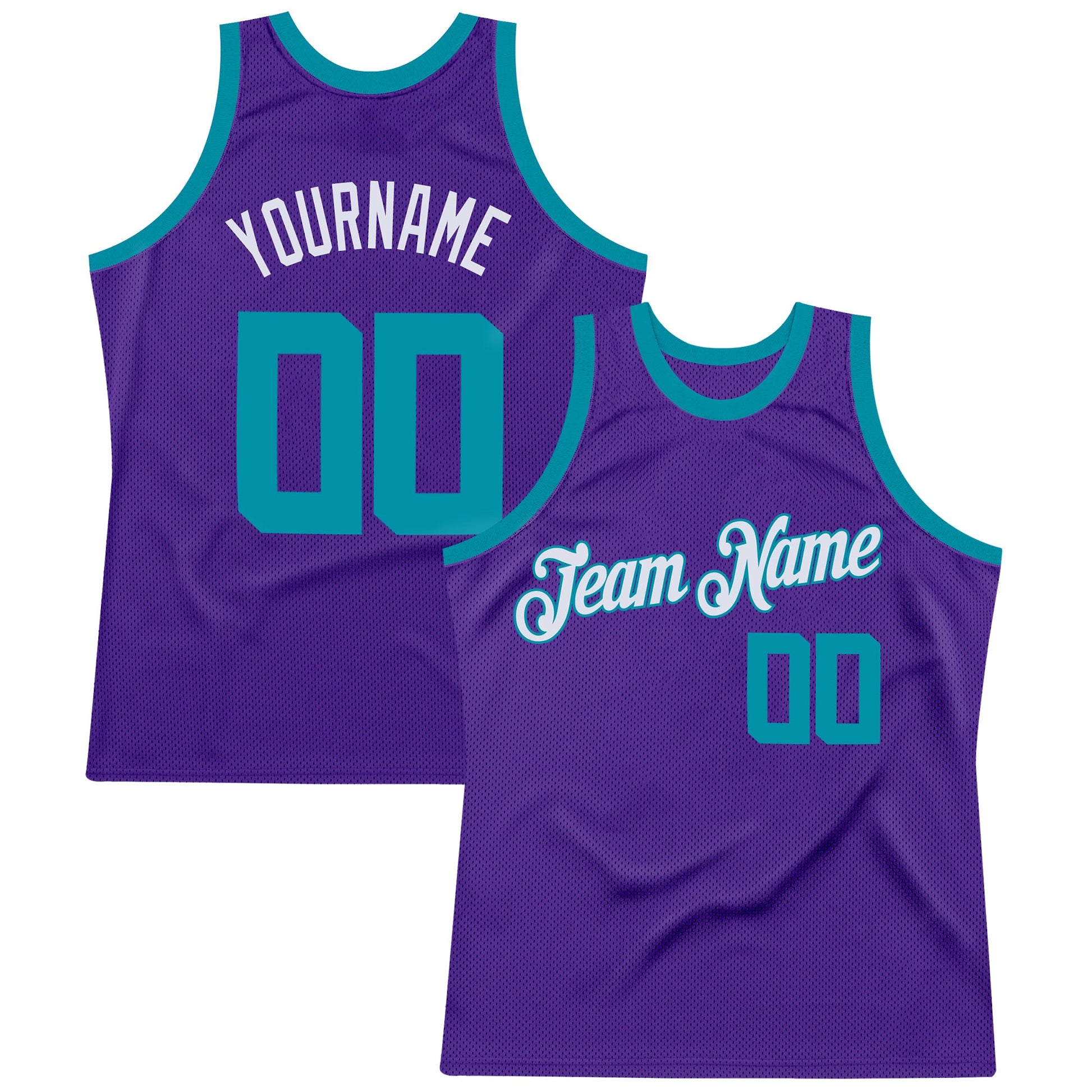 Custom Purple Teal-White Authentic Throwback Basketball Jersey - Sky-Custom