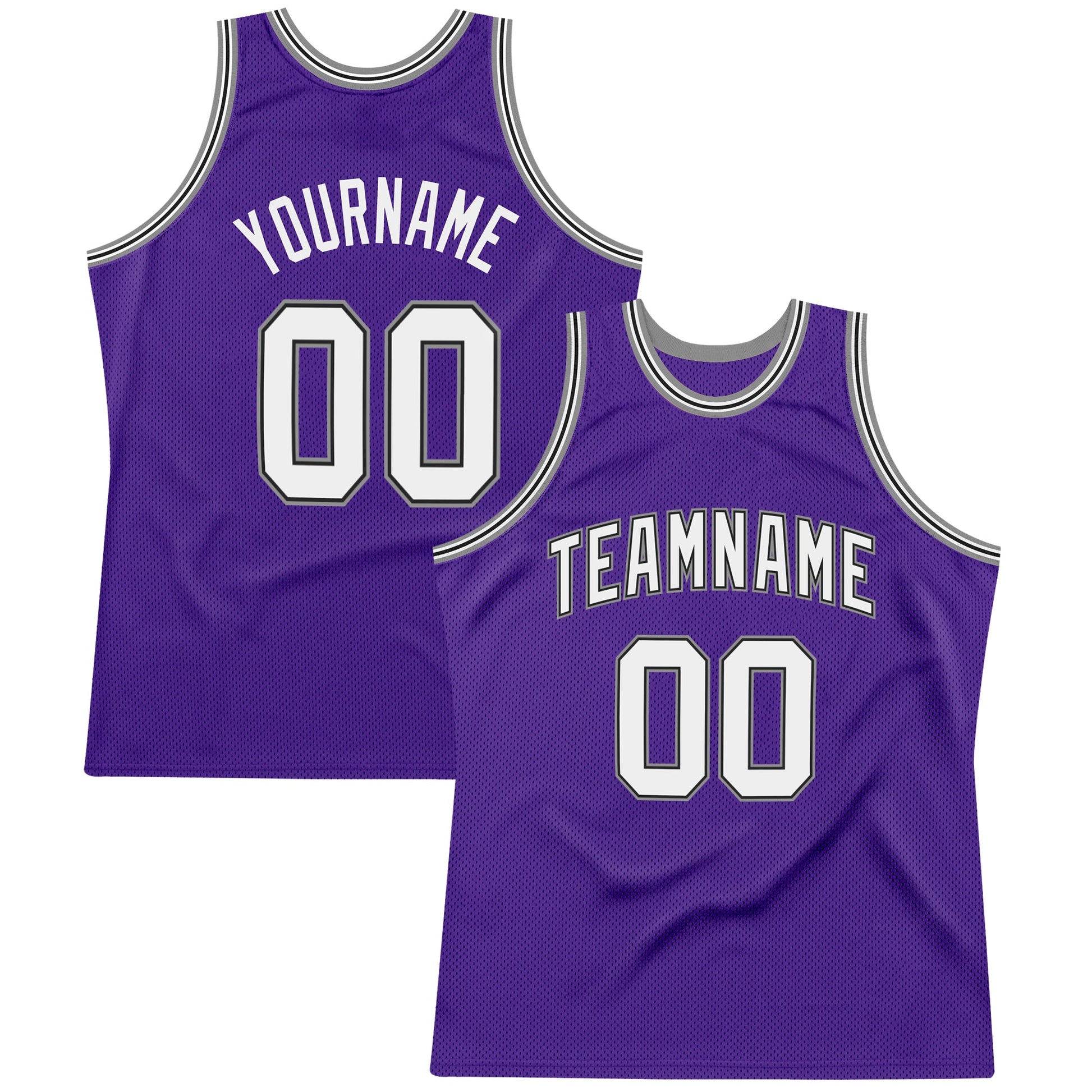 Custom Purple White-Gray Authentic Throwback Basketball Jersey - Sky-Custom