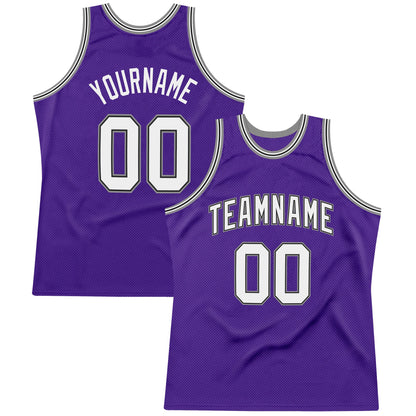 Custom Purple White-Gray Authentic Throwback Basketball Jersey - Sky-Custom