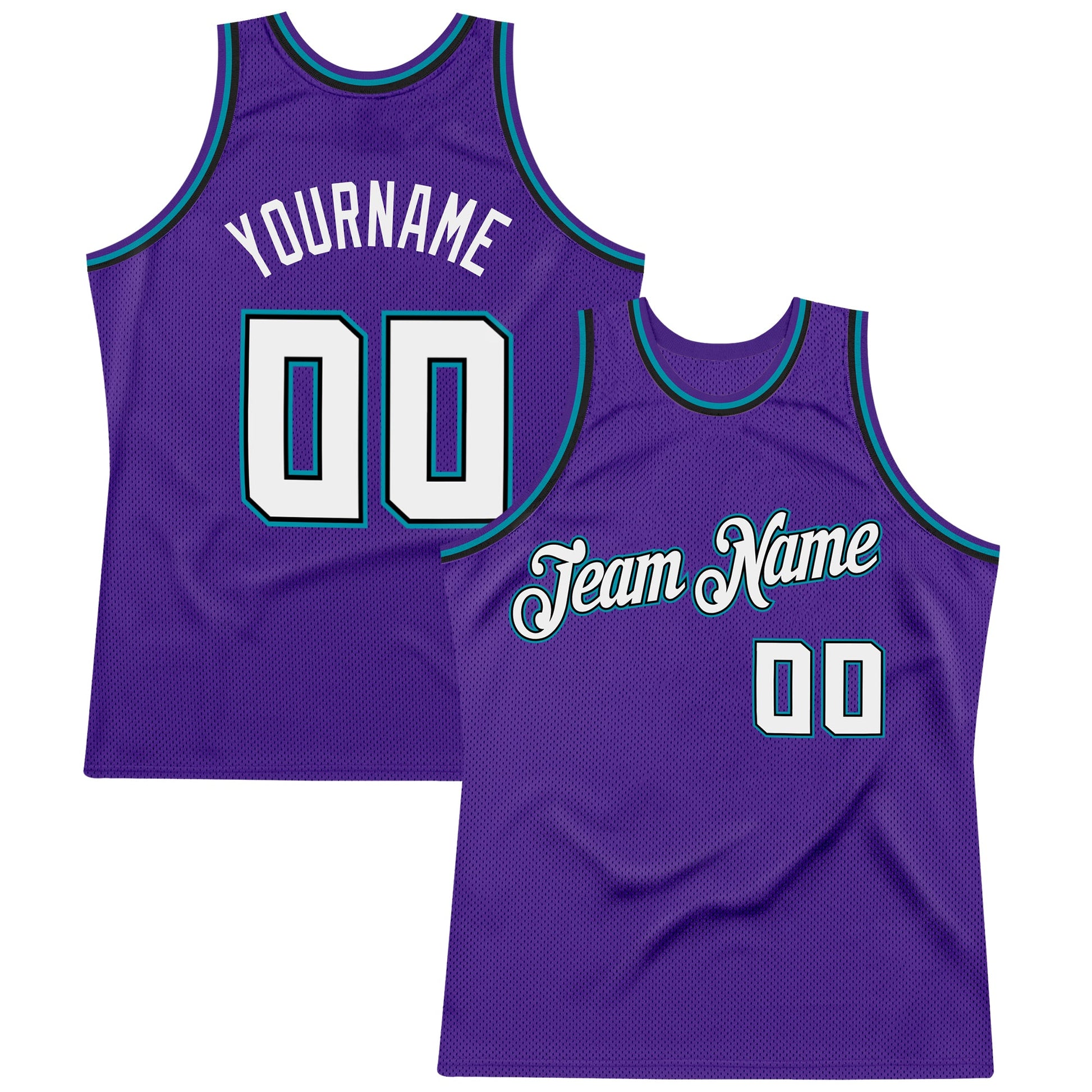 Custom Purple White-Teal Authentic Throwback Basketball Jersey - Sky-Custom