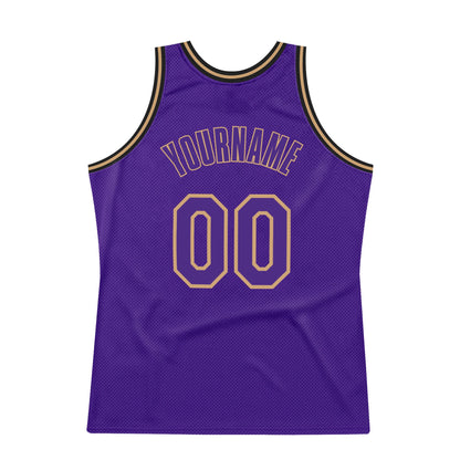 Custom Purple Purple-Old Gold Authentic Throwback Basketball Jersey - Sky-Custom