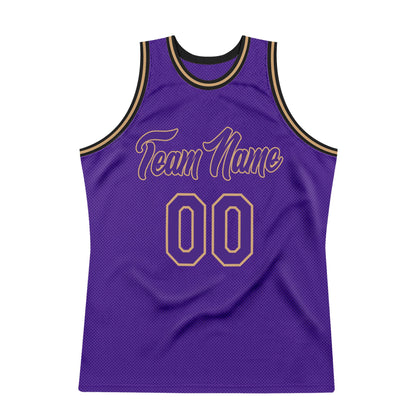 Custom Purple Purple-Old Gold Authentic Throwback Basketball Jersey - Sky-Custom