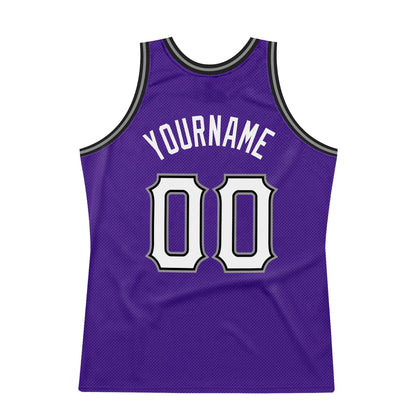 Custom Purple White-Black Authentic Throwback Basketball Jersey - Sky-Custom