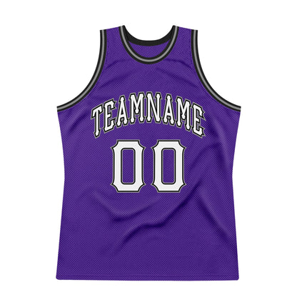 Custom Purple White-Black Authentic Throwback Basketball Jersey - Sky-Custom