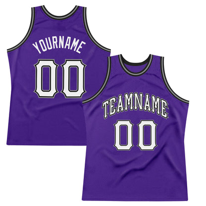 Custom Purple White-Black Authentic Throwback Basketball Jersey - Sky-Custom