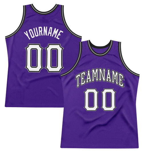 Custom Purple White-Black Authentic Throwback Basketball Jersey - Sky-Custom