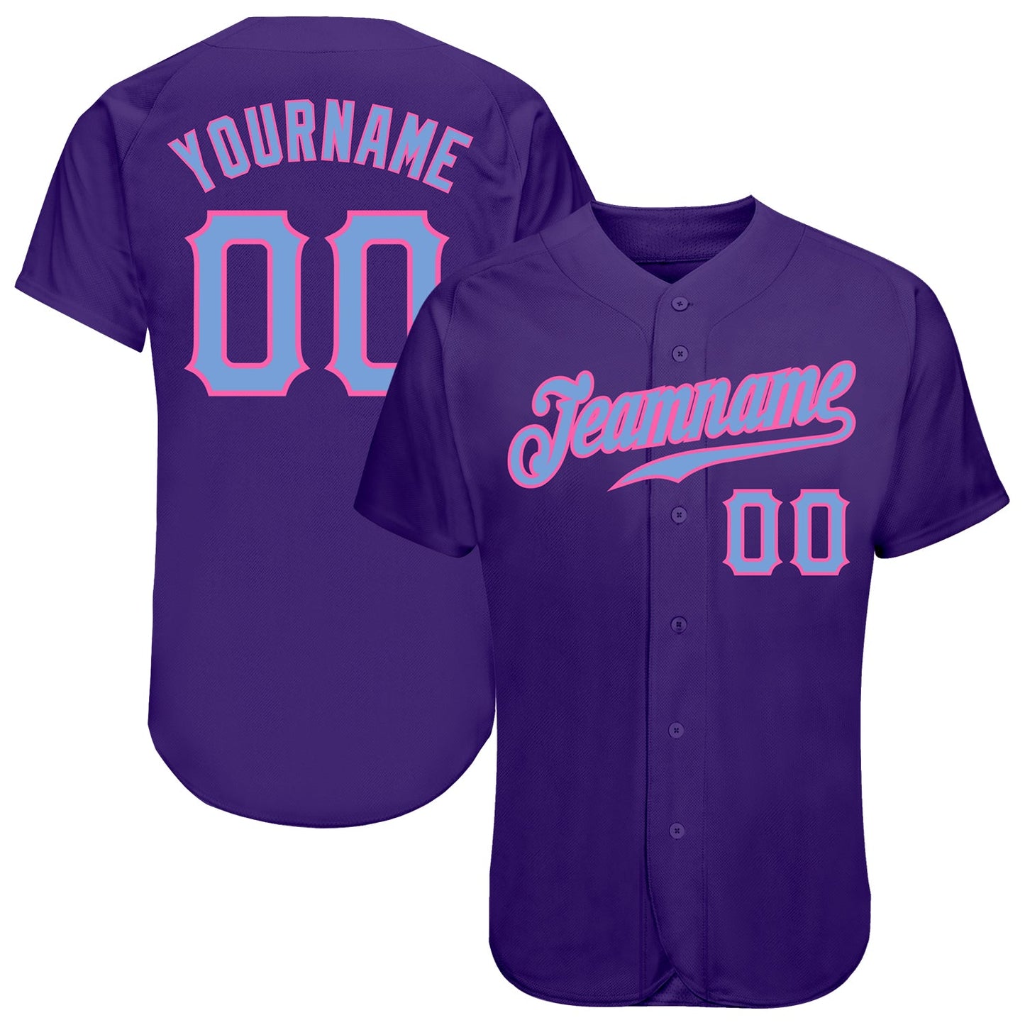 Custom Purple Light Blue-Pink Authentic Baseball Jersey - Sky-Custom