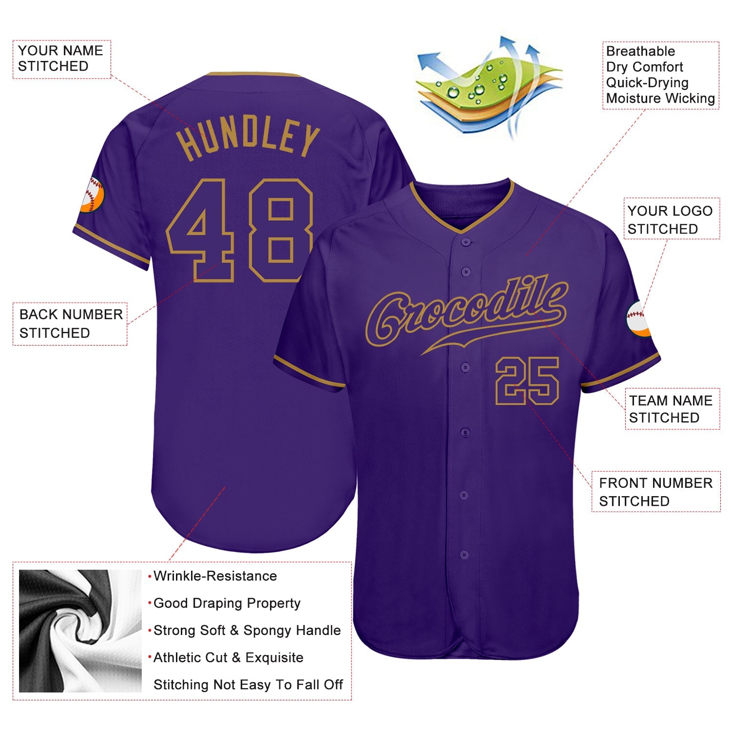 Custom Purple Purple-Old Gold Authentic Baseball Jersey - Sky-Custom