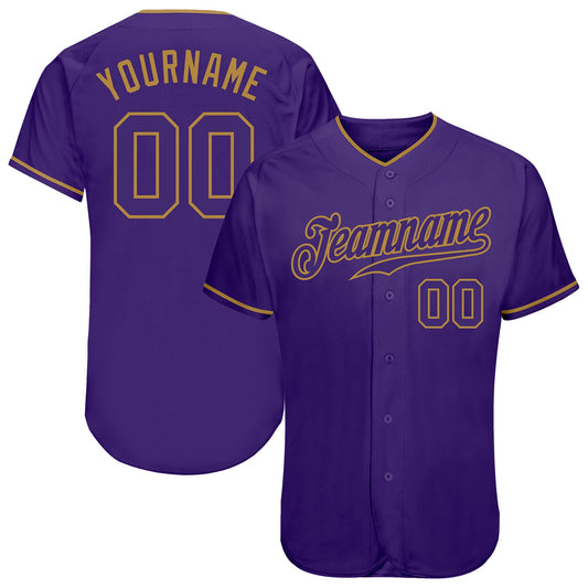 Custom Purple Purple-Old Gold Authentic Baseball Jersey - Sky-Custom