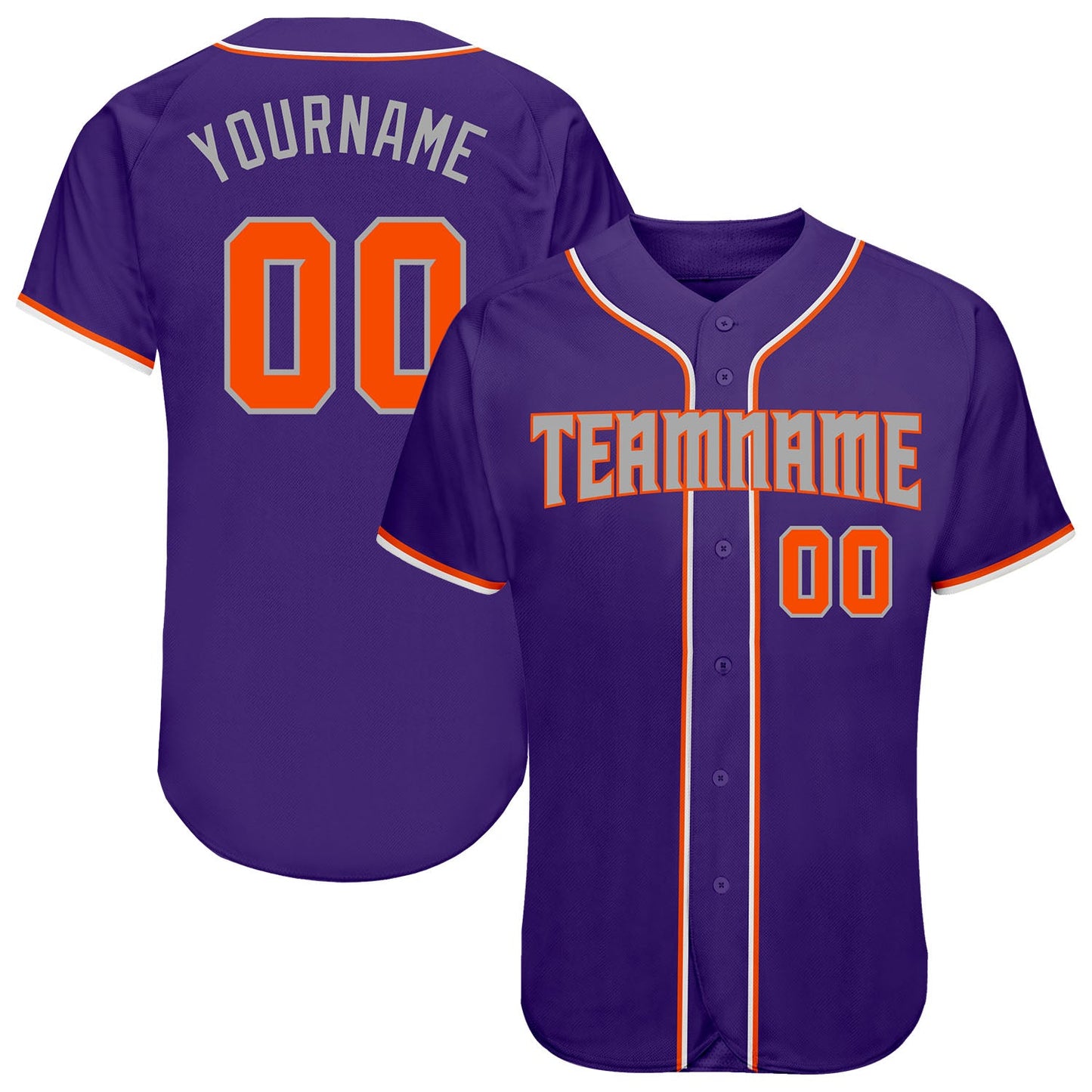 Custom Purple Orange-Gray Authentic Baseball Jersey - Sky-Custom