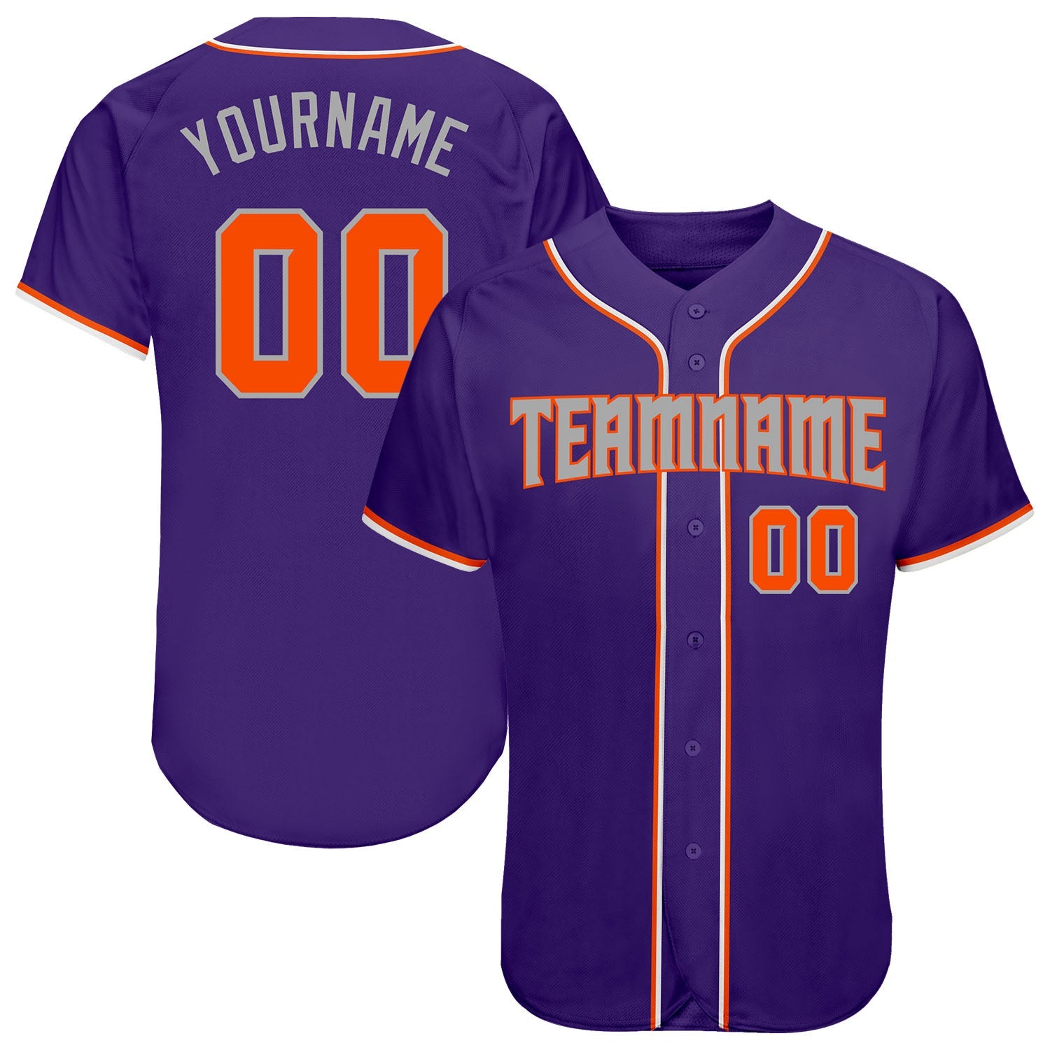 Custom Purple Orange-Gray Authentic Baseball Jersey - Sky-Custom