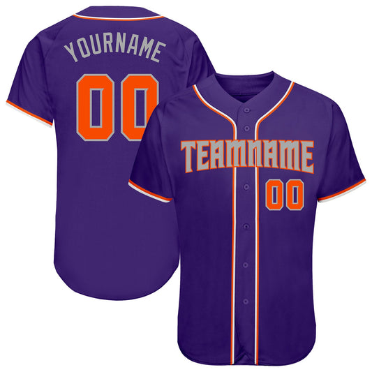 Custom Purple Orange-Gray Authentic Baseball Jersey - Sky-Custom
