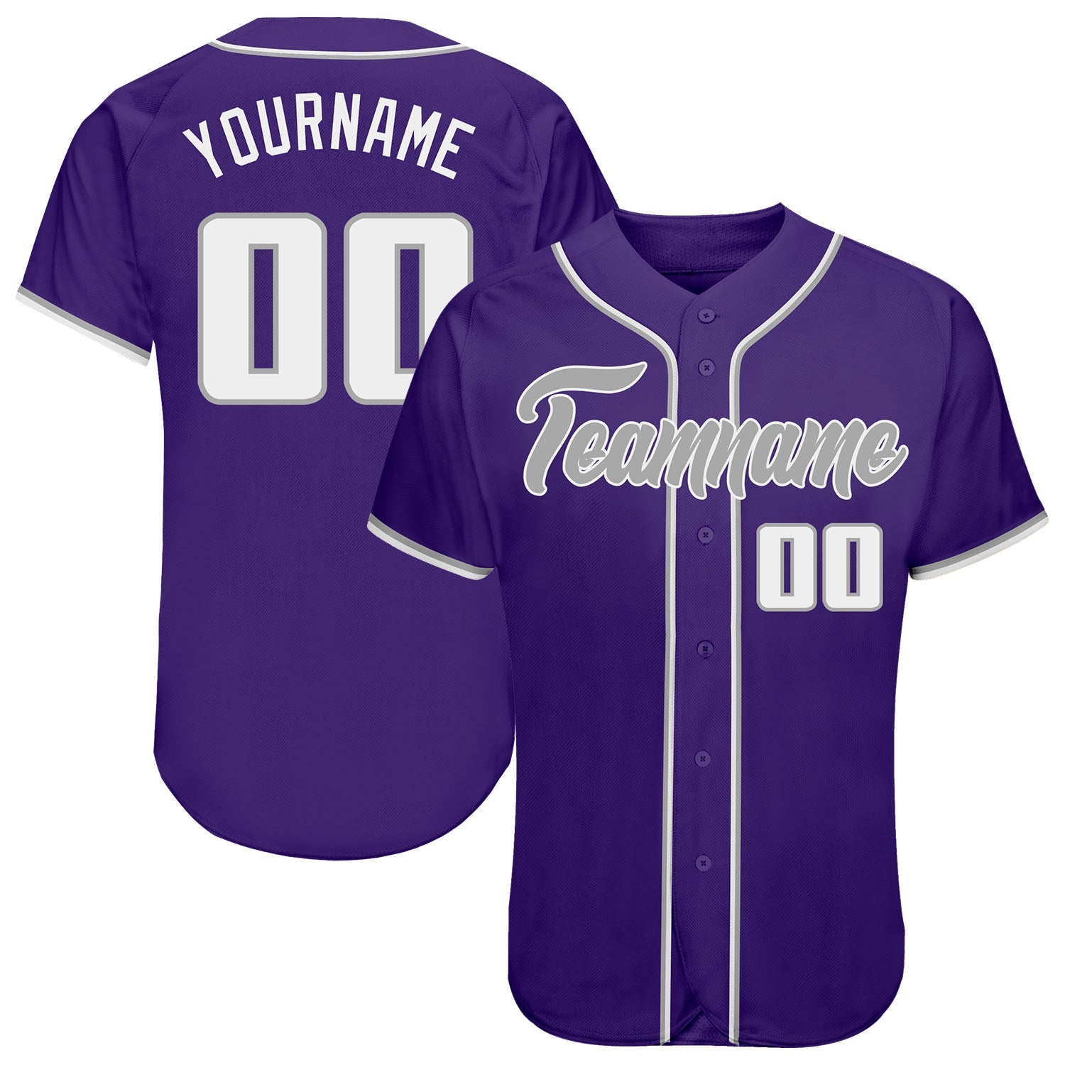 Custom Purple White-Gray Authentic Baseball Jersey - Sky-Custom