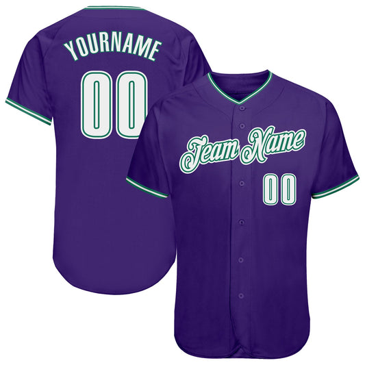Custom Purple White-Kelly Green Authentic Baseball Jersey - Sky-Custom