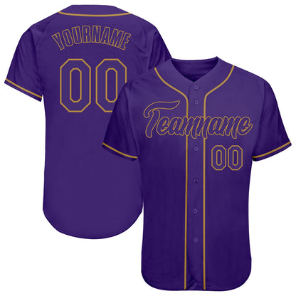 Custom Purple Purple-Old Gold Authentic Baseball Jersey - Sky-Custom