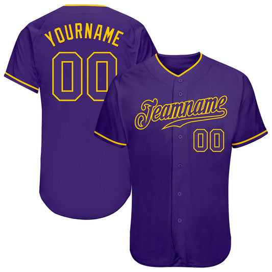 Custom Purple Purple-Gold Authentic Baseball Jersey - Sky-Custom