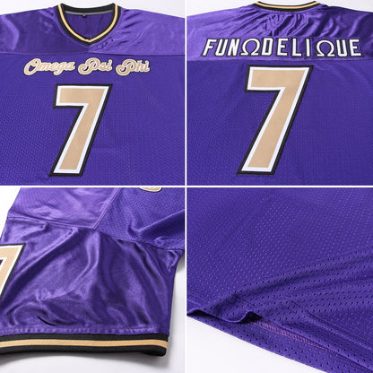 Custom Purple Old Gold-Black Mesh Authentic Throwback Football Jersey - Sky-Custom