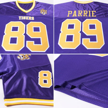 Custom Purple Gold-White Mesh Authentic Throwback Football Jersey - Sky-Custom
