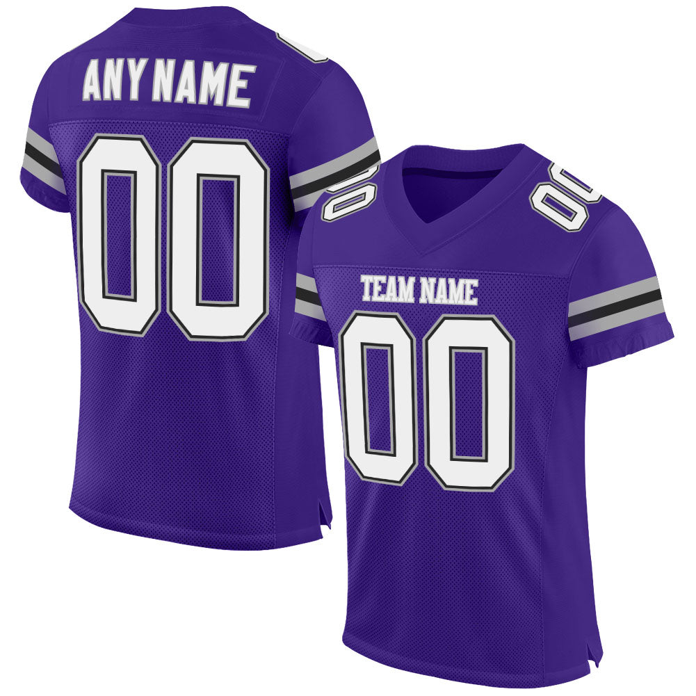 Custom Purple White-Gray Mesh Authentic Football Jersey - Sky-Custom