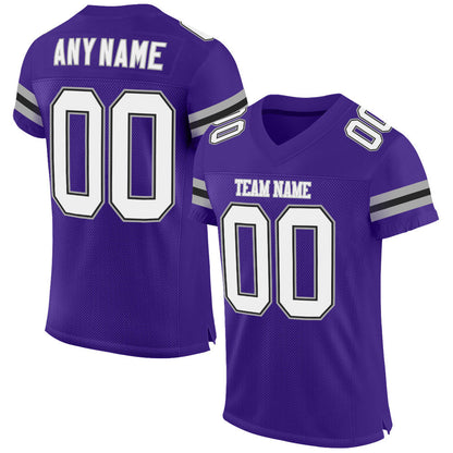 Custom Purple White-Gray Mesh Authentic Football Jersey - Sky-Custom
