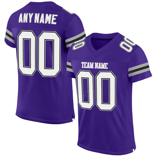 Custom Purple White-Gray Mesh Authentic Football Jersey - Sky-Custom