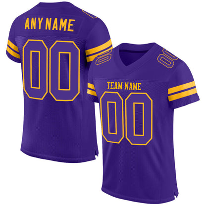 Custom Purple Purple-Gold Mesh Authentic Football Jersey - Sky-Custom