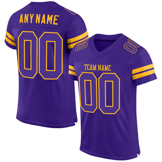 Custom Purple Purple-Gold Mesh Authentic Football Jersey - Sky-Custom