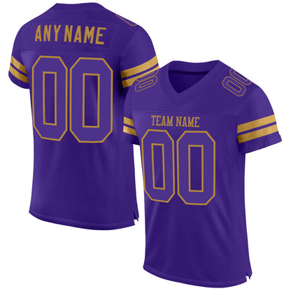 Custom Purple Purple-Old Gold Mesh Authentic Football Jersey - Sky-Custom