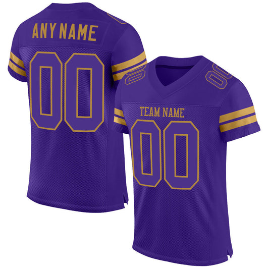 Custom Purple Purple-Old Gold Mesh Authentic Football Jersey - Sky-Custom