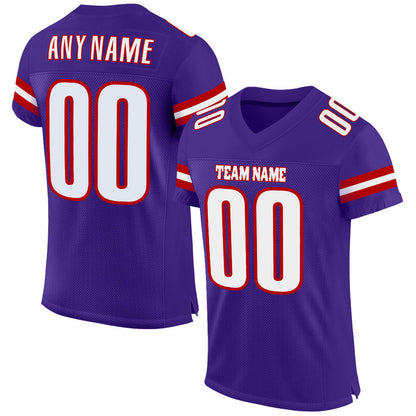 Custom Purple White-Red Mesh Authentic Football Jersey - Sky-Custom